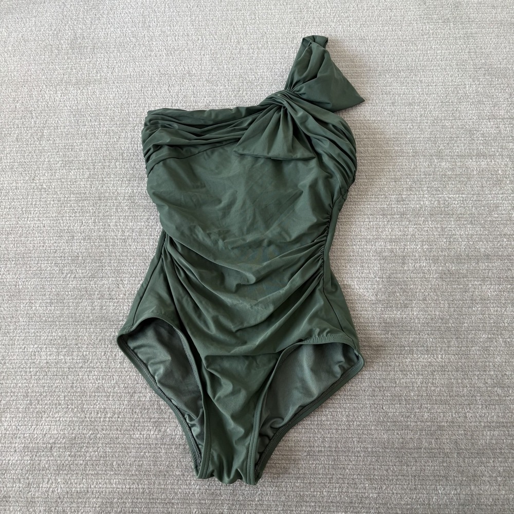 Carmen Marc Valvo Underwire One Shoulder One Piece Swimsuit Womens 8‎ Green